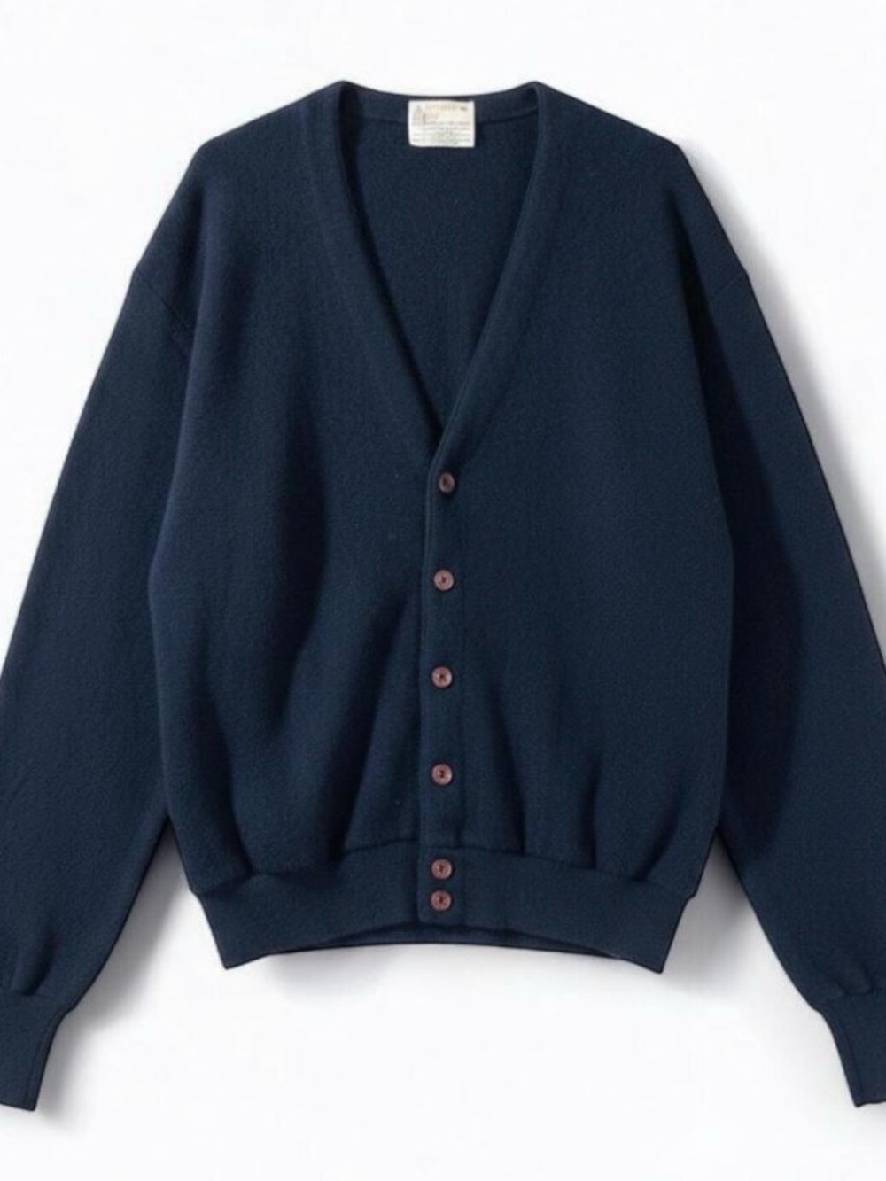 London Fog Vintage Navy Blue Cardigan Sweater Mens Medium